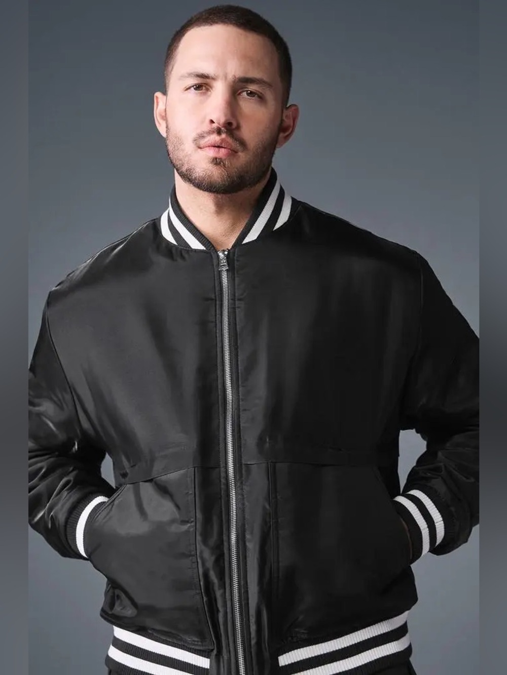 ALO Yoga Afterglow Varsity Black Women's 
Men's Unisex Bomber Jacket XL